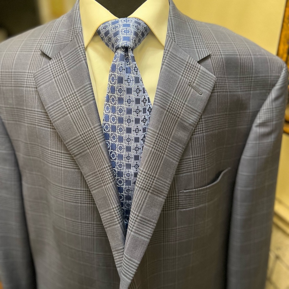 Hart Schaffner Glen Plaid Big Tall Sport Coat Blazer Jacket Blue Men 52R - Picture 9 of 14